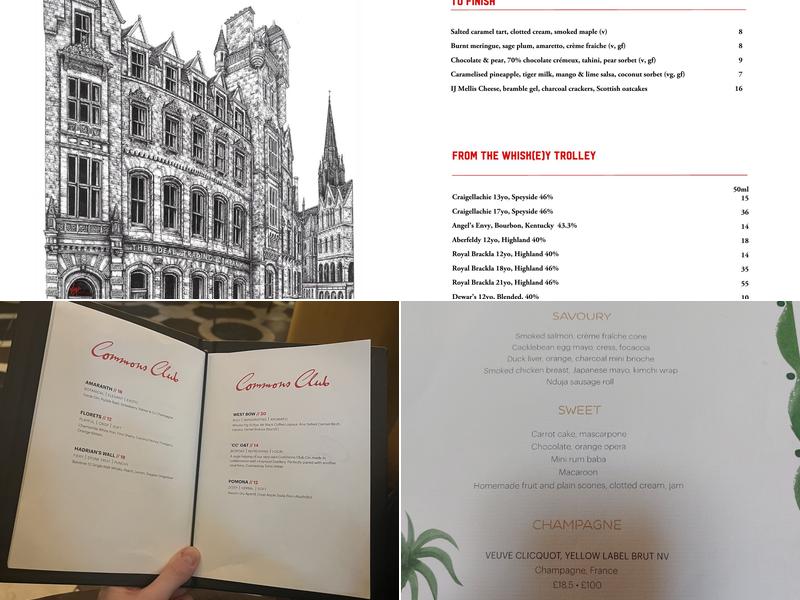 Commons Club Edinburgh Menu