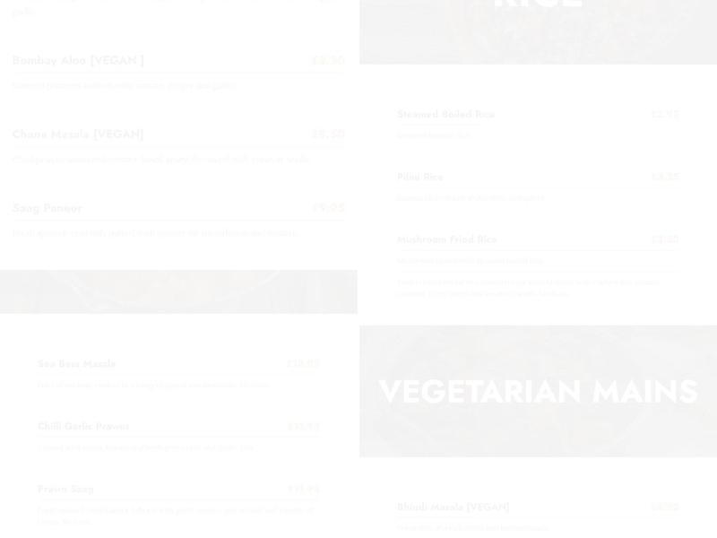 Peppercorn - Artisanal Indian Cuisine Menu