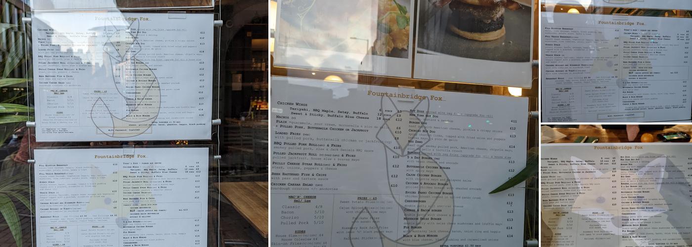 Fountainbridge Fox Menu