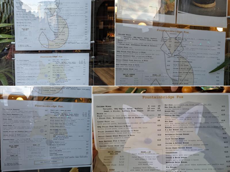 Fountainbridge Fox Menu