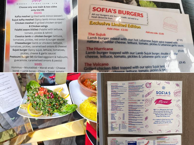 Sofia's Lounge Menu