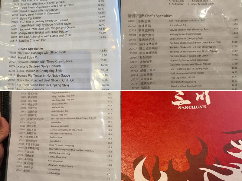 San Chuan Menu