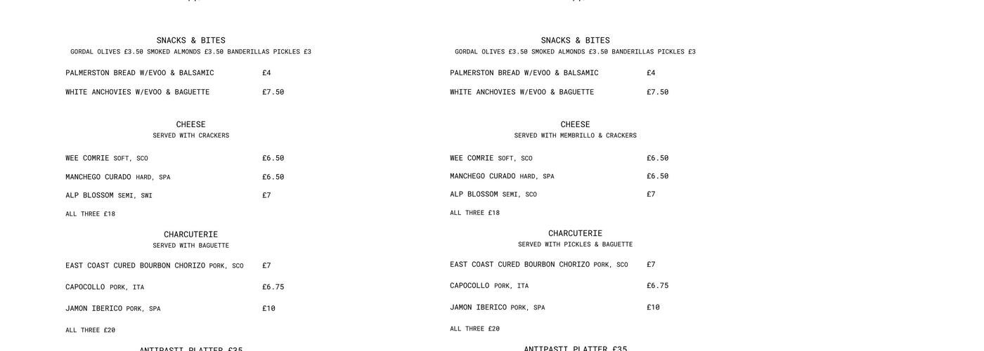 Good Brothers Wine Cellars Menu