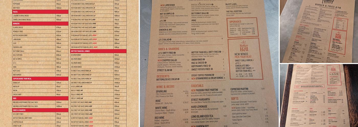 Gordon Ramsay Street Burger - Edinburgh Menu