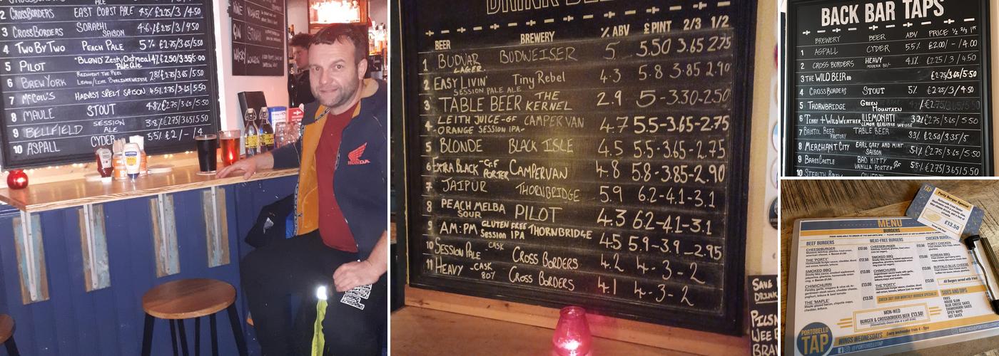 Portobello Tap Menu