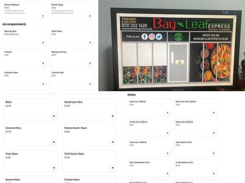 Bayleaf Express Edinburgh Menu