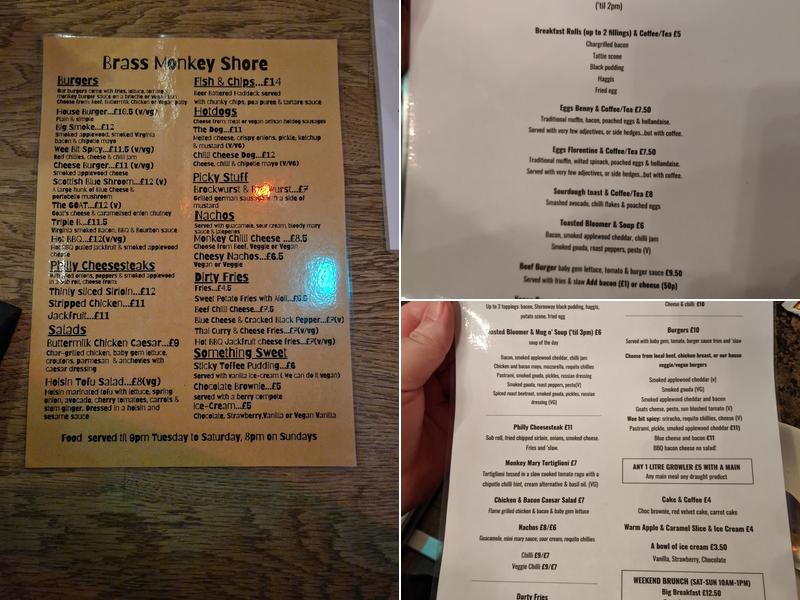 Brass Monkey Shore Menu
