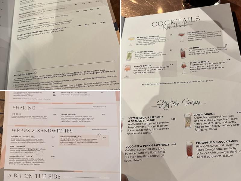 All Bar One Edinburgh Airport East Menu