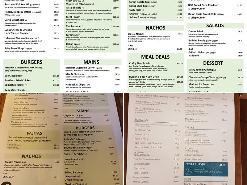 Arthur's Food & Drink Menu