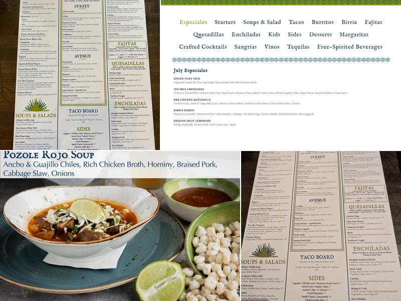 Ancho & Agave Menu