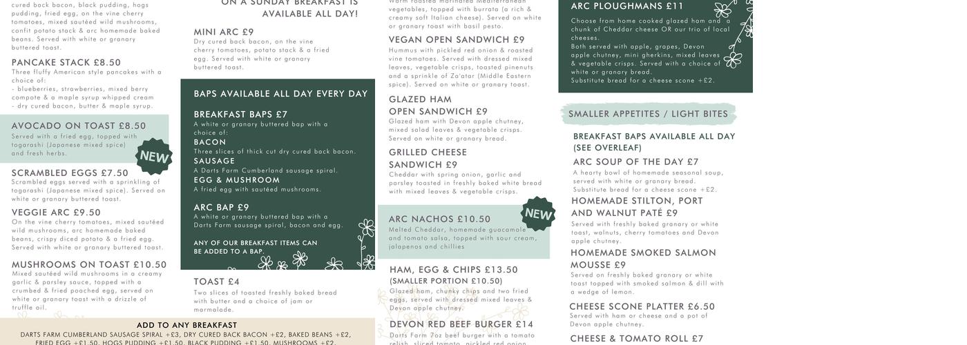 Arc Kitchen & Coffee House Menu