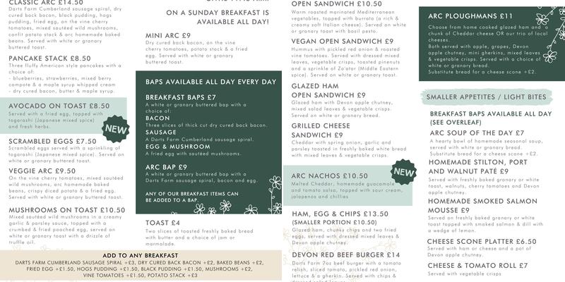 Arc Kitchen & Coffee House Menu