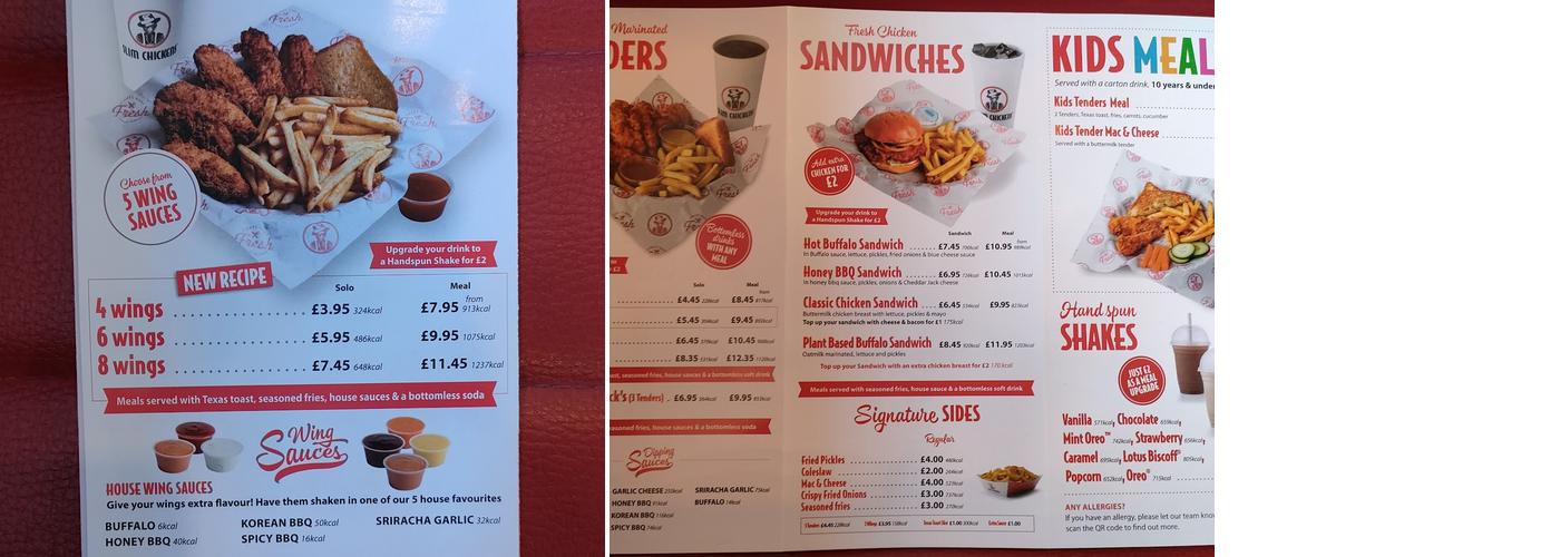 Slim Chickens Menu