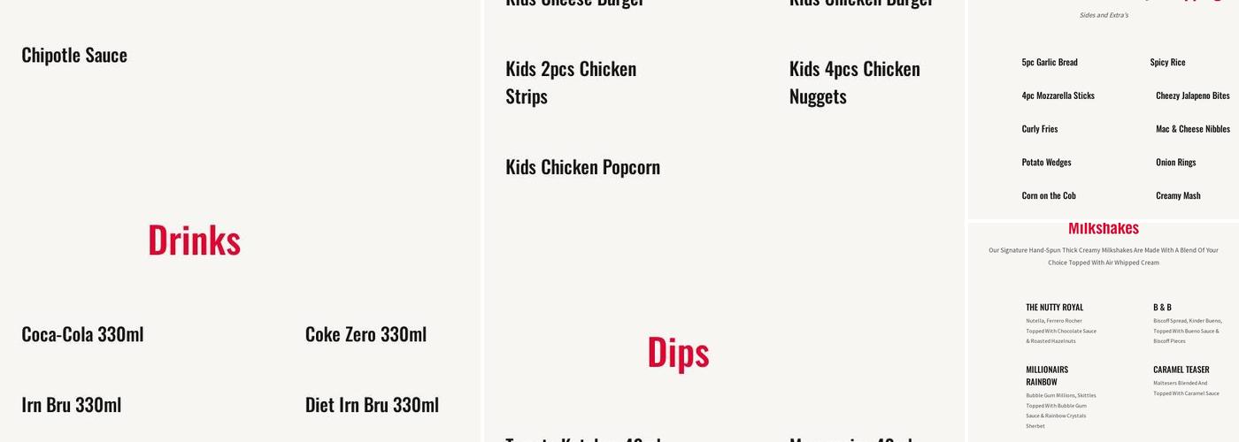 Fresco's Takeaway Menu