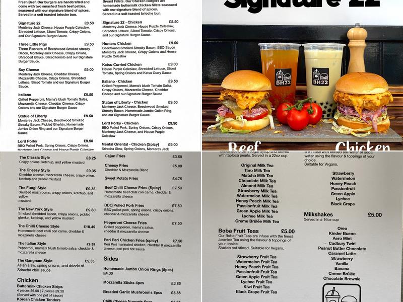 BH22 Burgers & Bubbles Menu