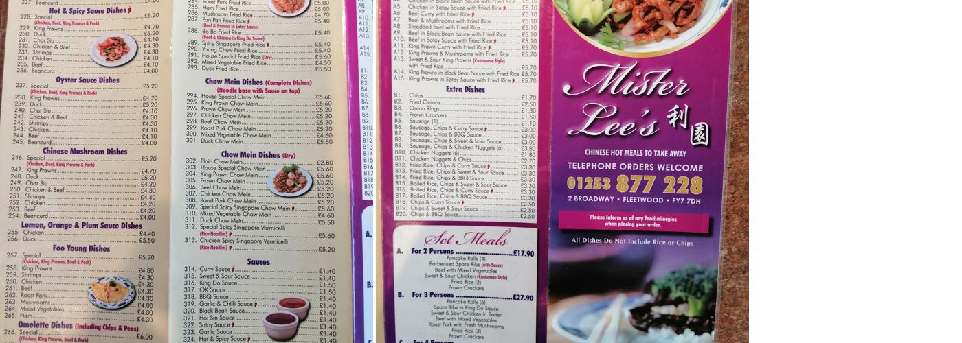 Mister Lee Menu