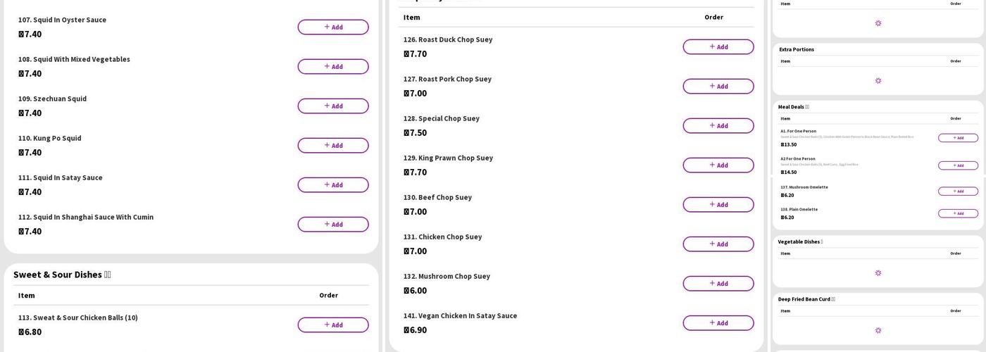 Phoenix Chinese Takeaway Menu