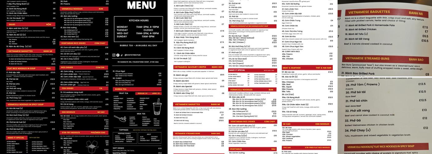 VIET STREET Menu