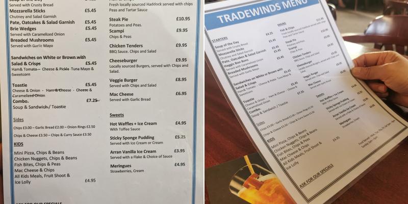 Tradewinds Menu