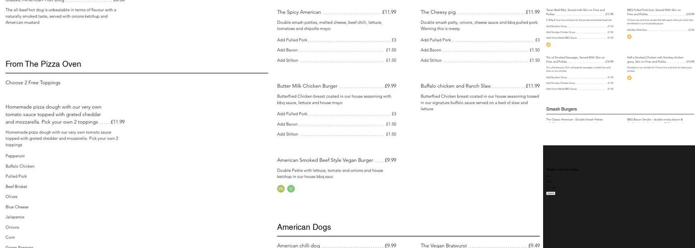 Haynes American BBQ Menu