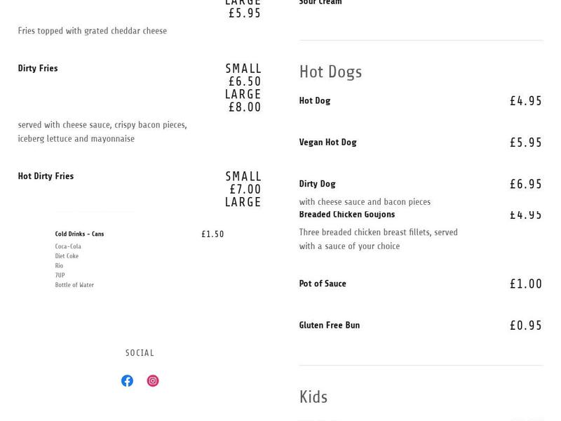 The burger and grill Menu