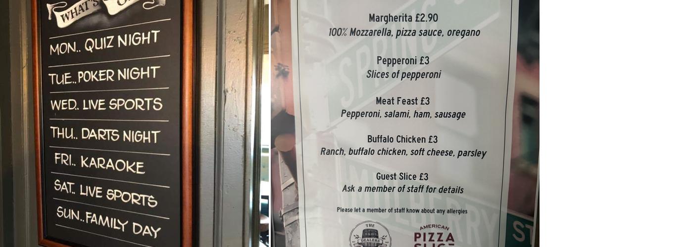 Dealers Arms Menu