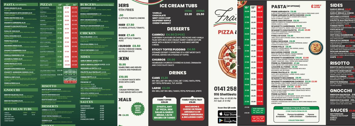 Fratello’s Menu
