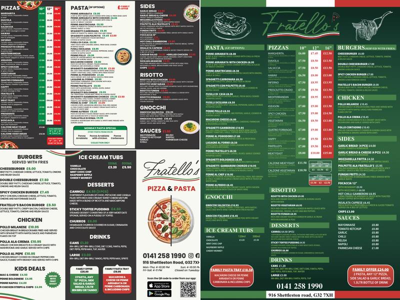 Fratello’s Menu