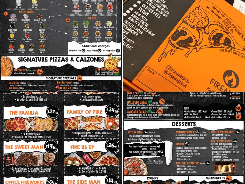 Fireaway designer pizza Menu
