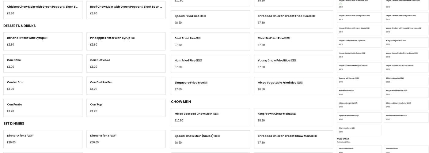 Peking Palace Restaurant Menu