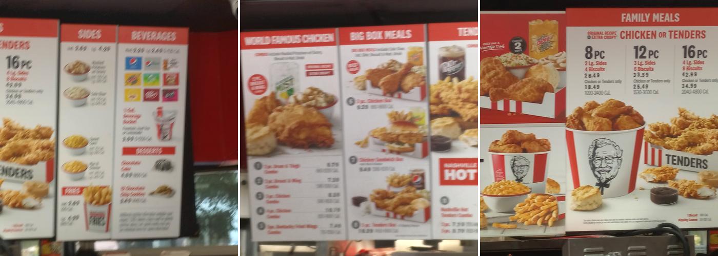 KFC Menu