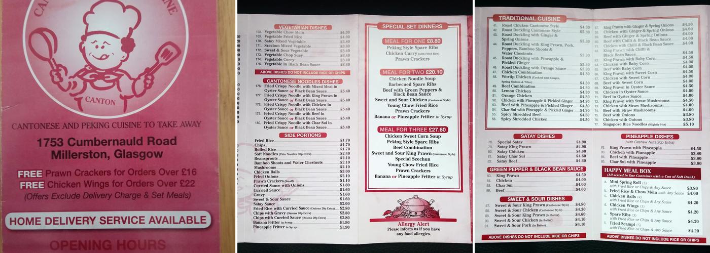 Canton Menu