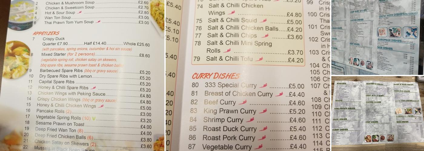 Coriander Chinese Menu