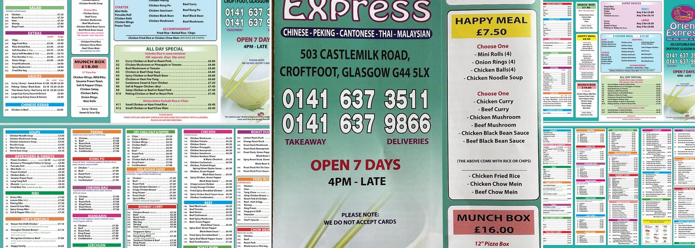 New Orient Express Menu