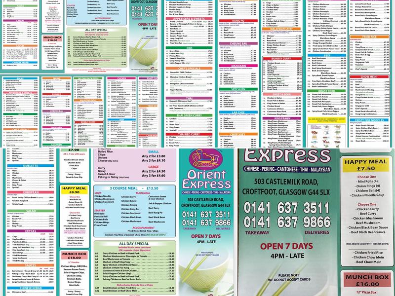 New Orient Express Menu