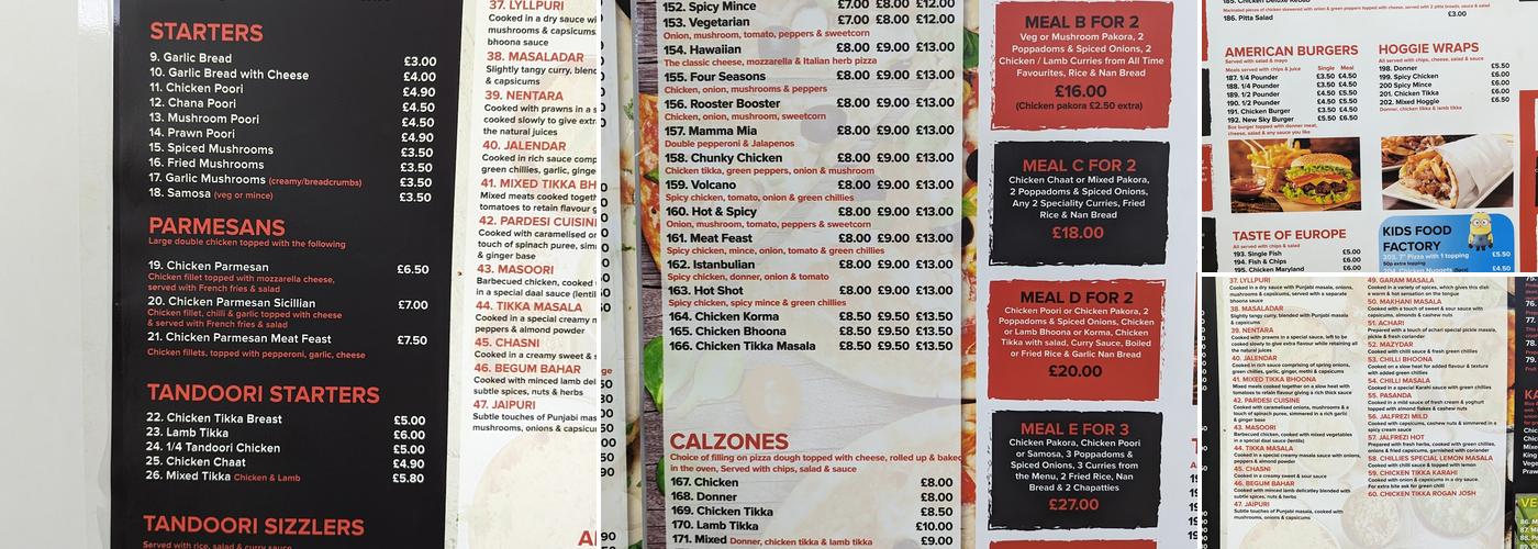 Original Chillies Takeaway Menu