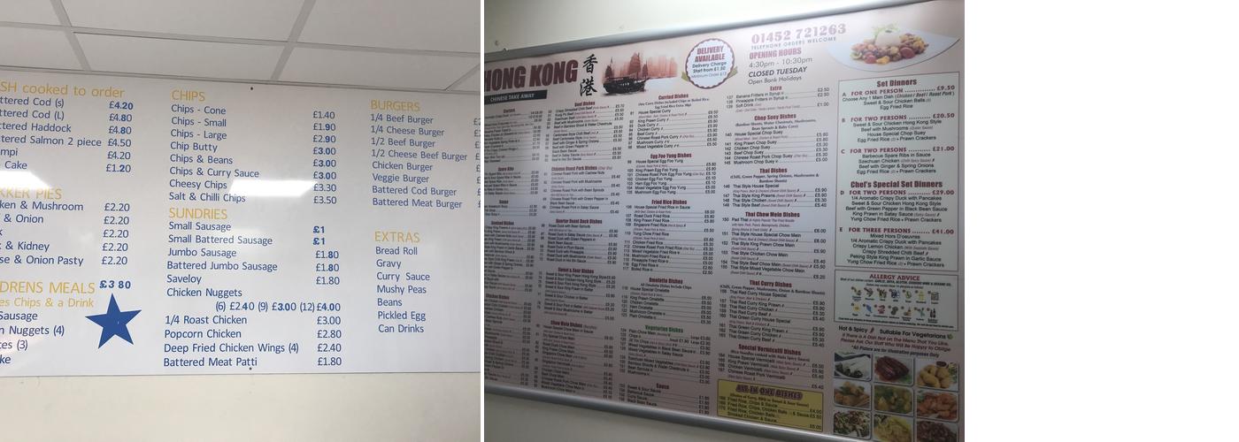 Hardwicke fish and chips Menu