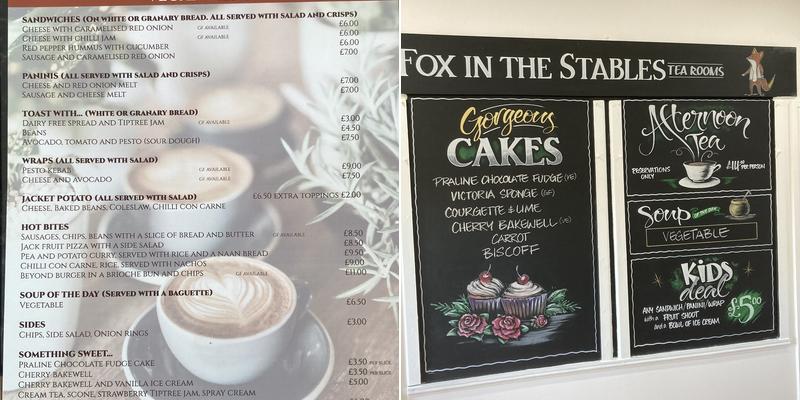 Fox In The Stables Tea Rooms Menu