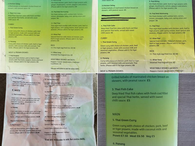 Thai Wok Takeaway Menu