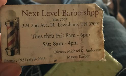 Next Level Barber Shop 324 N 2nd Ave, Lewisburg Tennessee 37091