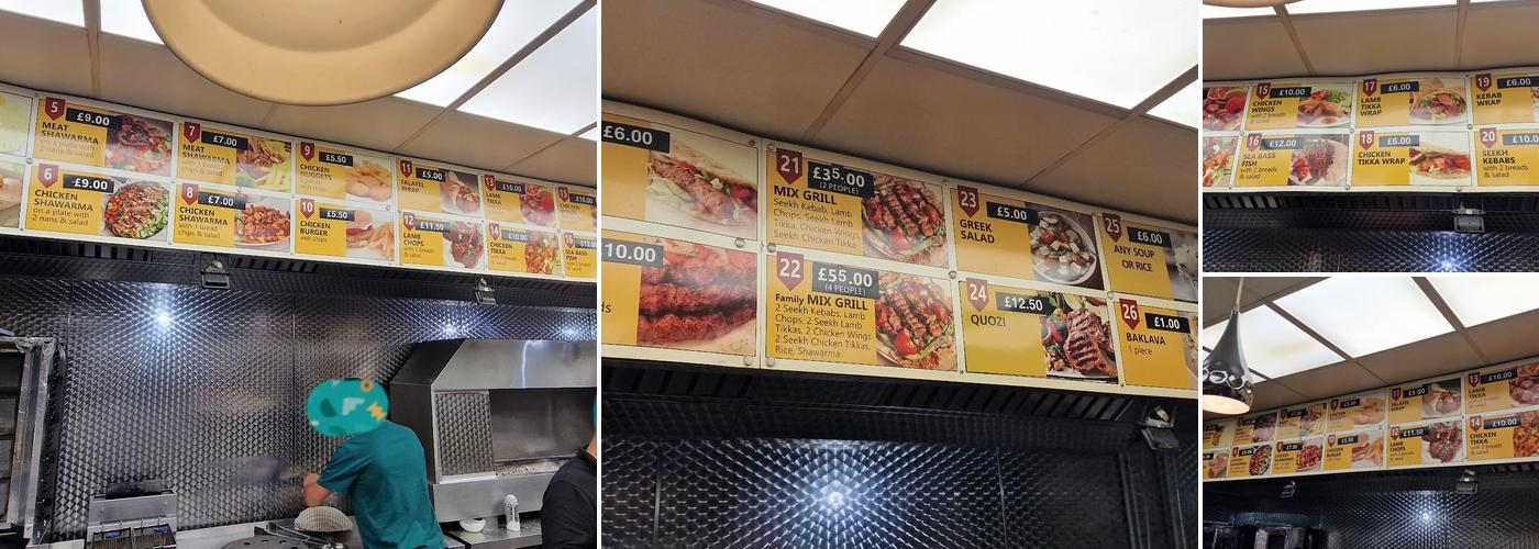 G.T Yarmouth Shawarma Menu