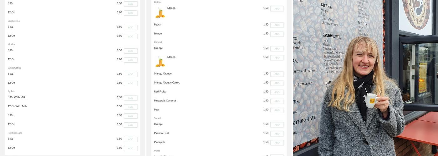 Duarte and Eric's Coffee Shop Menu