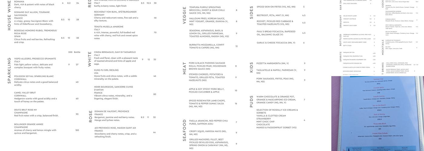 Chomp Gastro Beach Bar Menu