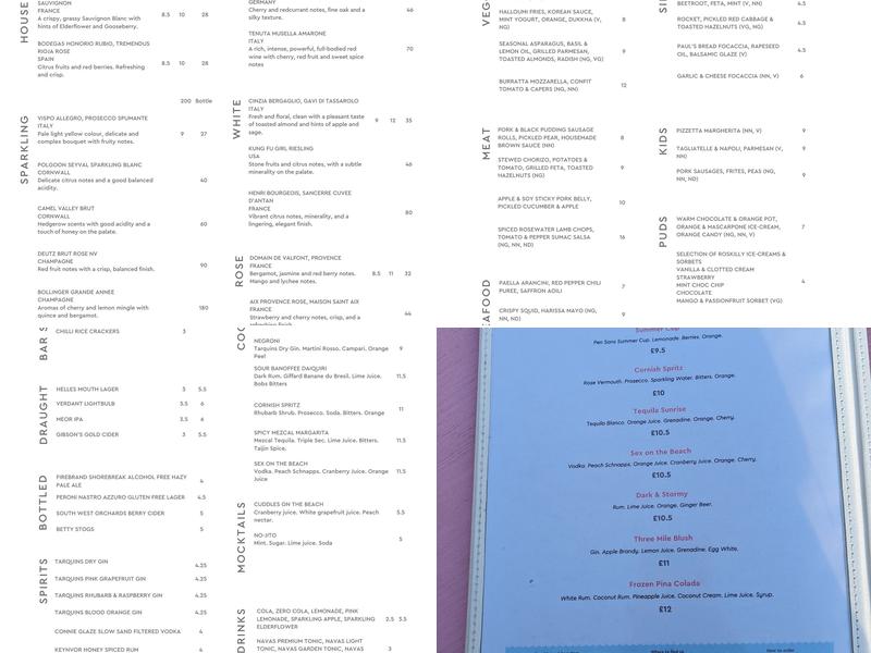 Chomp Gastro Beach Bar Menu