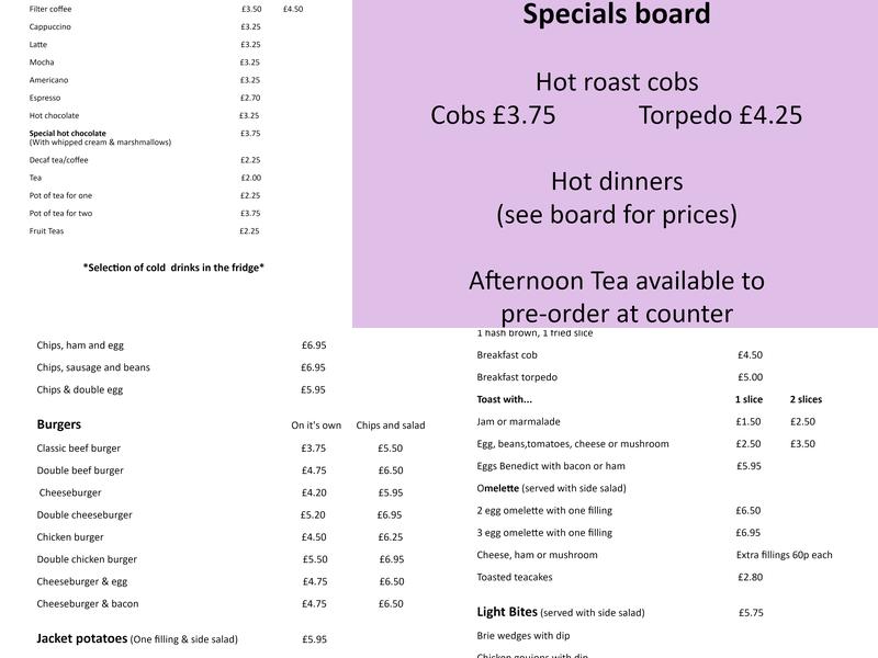 Old School Tea Rooms Menu