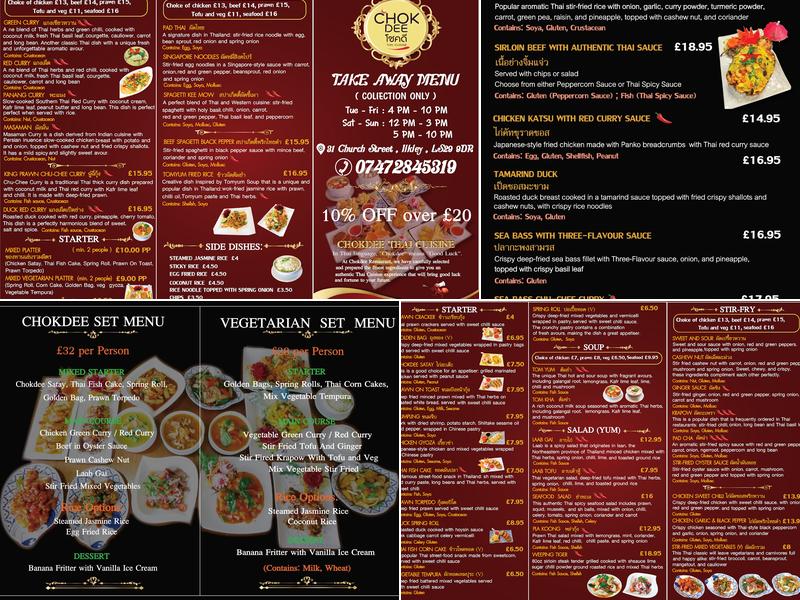 chokdee thai cuisine in ilkley Menu