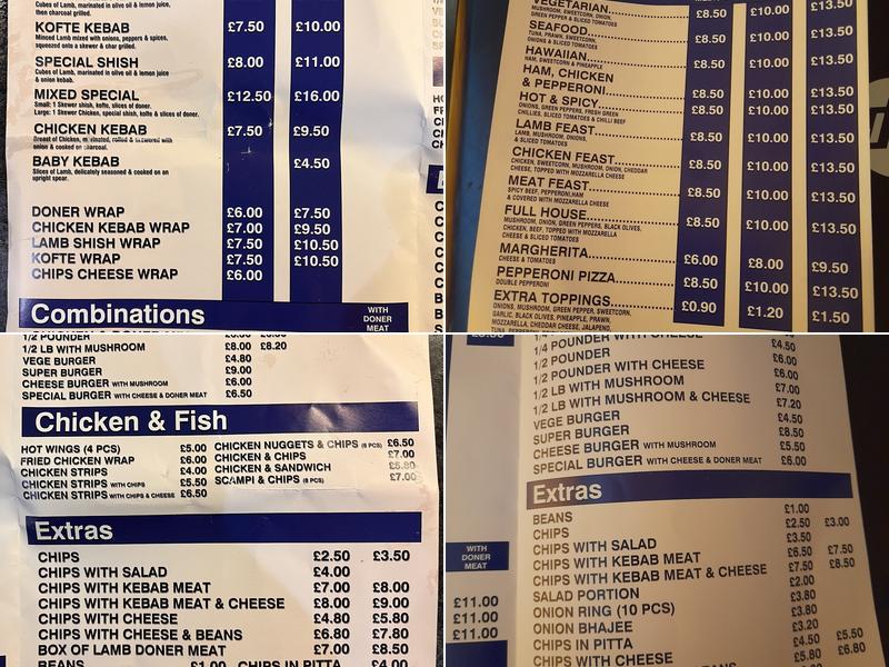 Kebab & Pizza House Menu