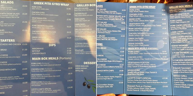 Lucky's Souvlakis Menu