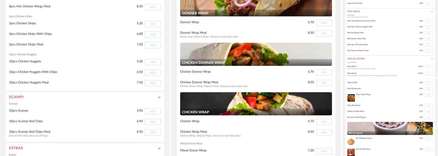 Pizza & Kebab King Menu