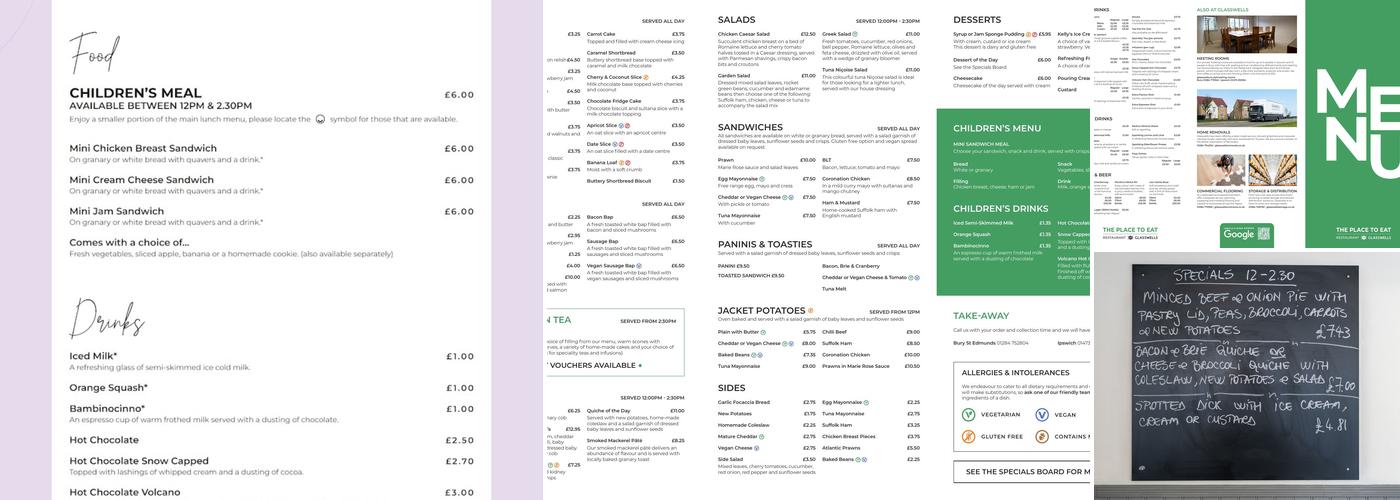 The Place To Eat @ Glasswells Ipswich Menu